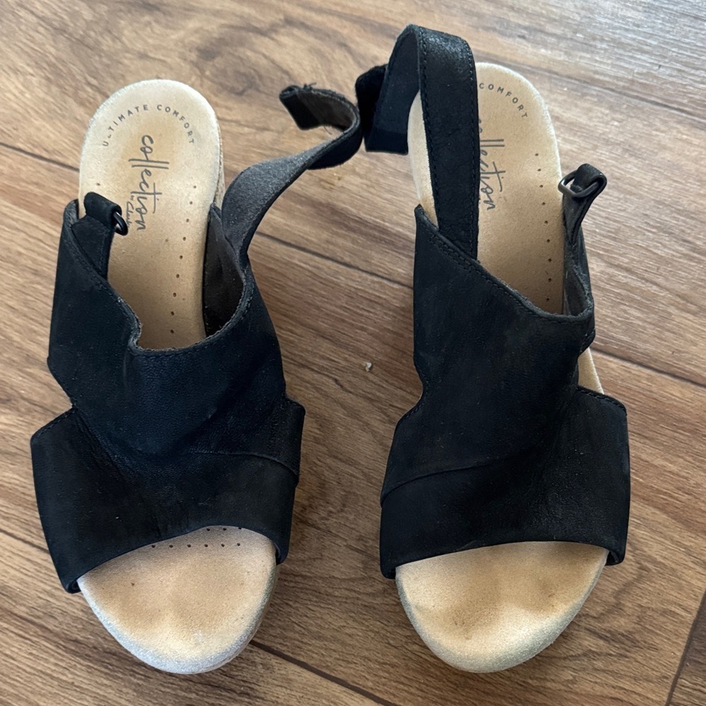 Clarks Black Open-Toe Sandals